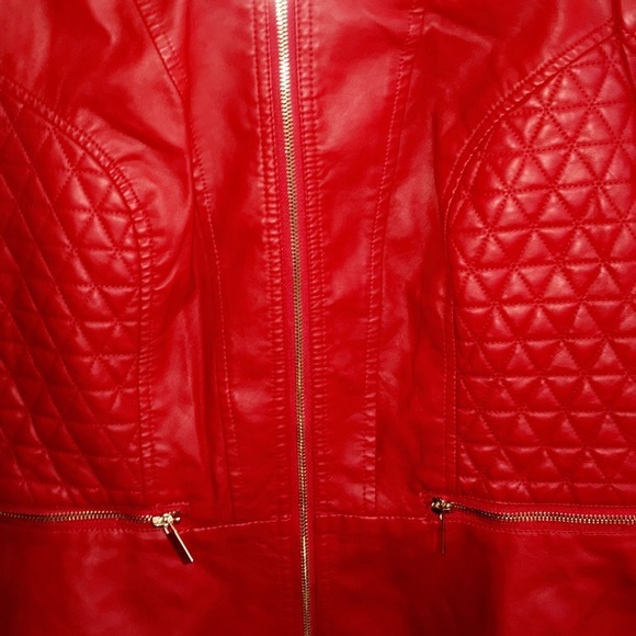NY&C Red & Gold Faux Leather Jacket NWT - Picture 4 of 8